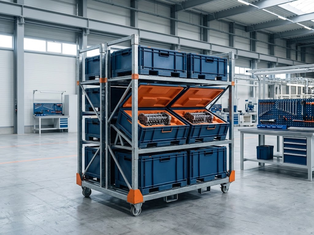 Metal rack and trolley system